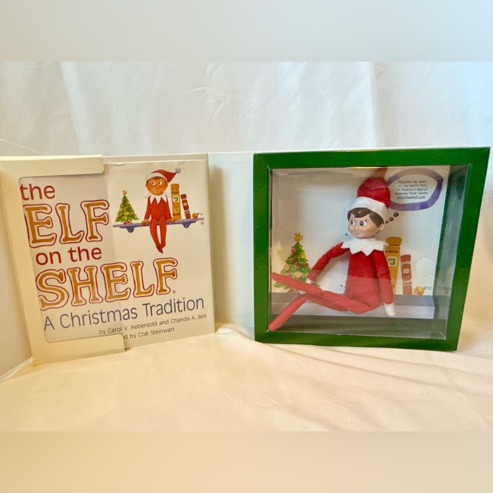 Elf on the Shelf Christmas Tradition Boy Blue Eye Brown Hair - Book with Box